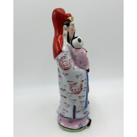 CHINESE God Of Longevity Figurine With BABY Child Hand-Painted Vintage Porcelain - Picture 3 of 10